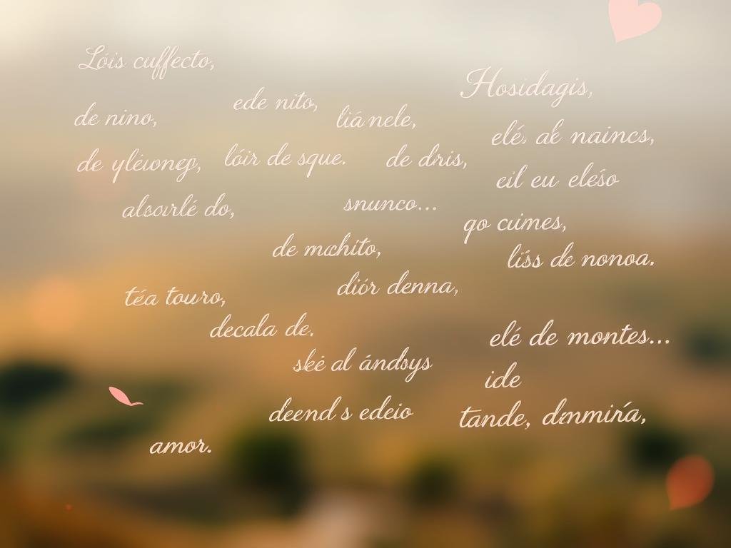 A romantic and dreamy composition of handwritten "frases de amor" (love phrases) floating against a soft, hazy background. The phrases, written in a delicate cursive script, are in various pastel shades, creating a sense of ethereal beauty. The foreground features a few of these phrases drifting gently, as if carried by a gentle breeze. The middle ground showcases more phrases, some overlapping, forming a visually captivating pattern. The background is a blurred, out-of-focus landscape, with a hint of warm, golden light filtering through, evoking a sense of intimacy and emotional connection. The overall mood is one of heartfelt, poetic expression, reflecting the power of love phrases to convey deep feelings. Frases de amor para status