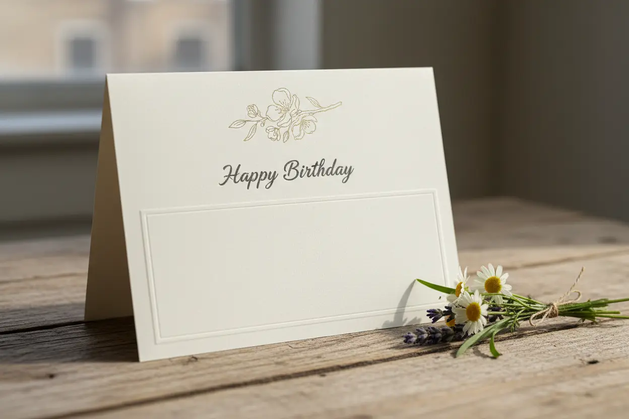 Cartão de Aniversário Minimalista Mensagens de aniversario para melhor amiga em um cartão minimalista com flores.