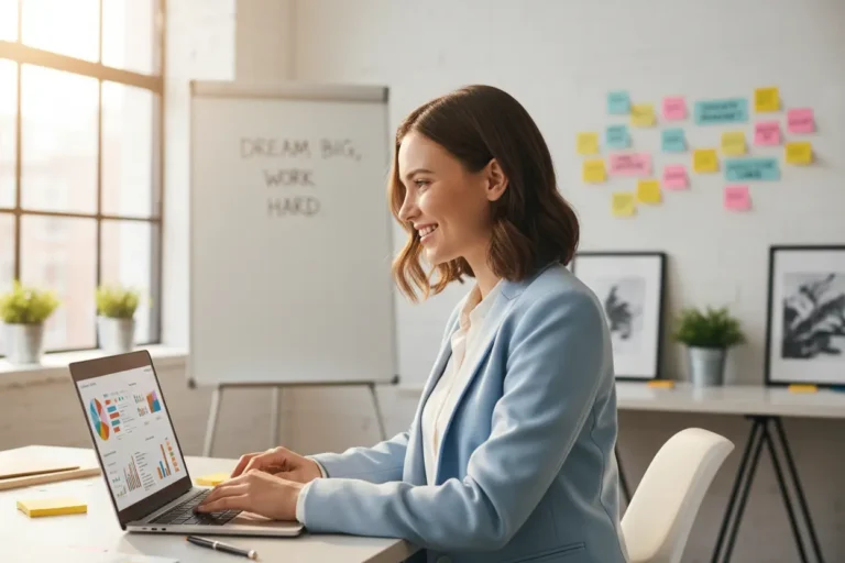 Pessoa motivada trabalhando em escritório moderno