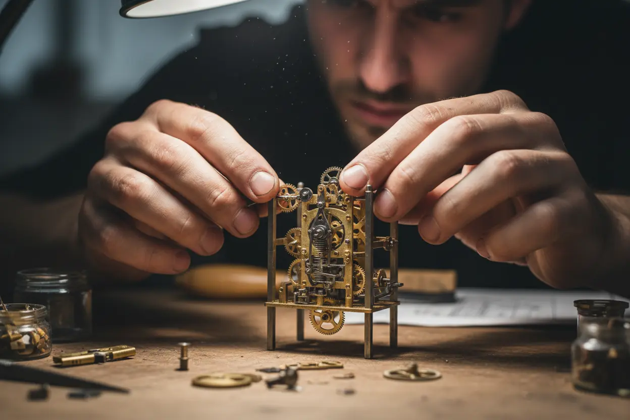Mãos montando um quebra-cabeça, ilustrando citações de Albert Einstein sobre inteligencia e persistência.