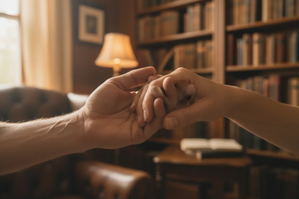 Mãos dadas em sinal de apoio e amizade.