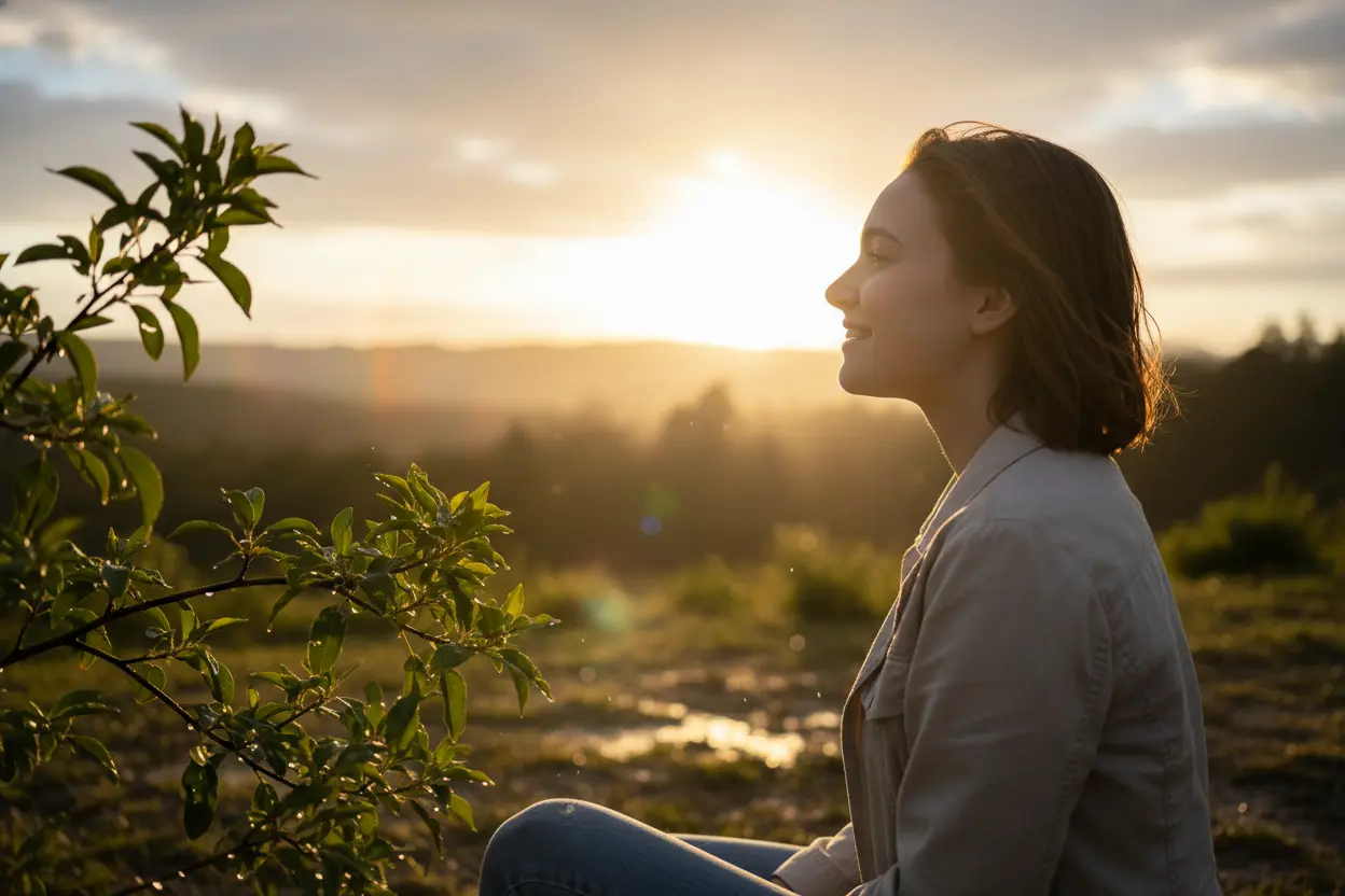 Renovação Pós-Tempestade Mensagens de otimismo para dias difíceis, pessoa em reflexão