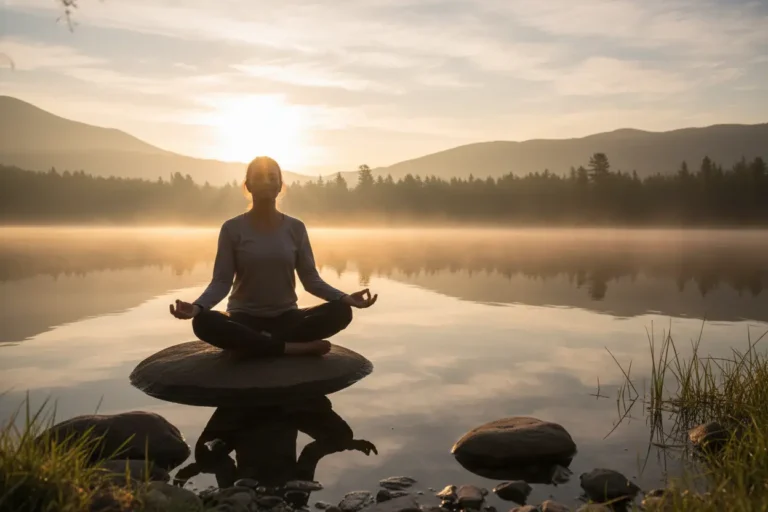 Mulher meditando para encontrar calma nos dias difíceis.